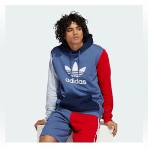 Adidas Originals Men's Blue and Red Hoodie | Size Medium